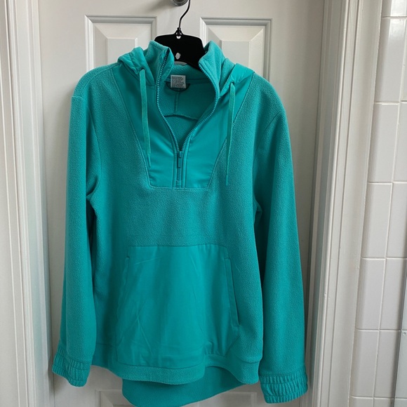 Teal Hooded Men's fleece hoodie - Picture 3 of 3